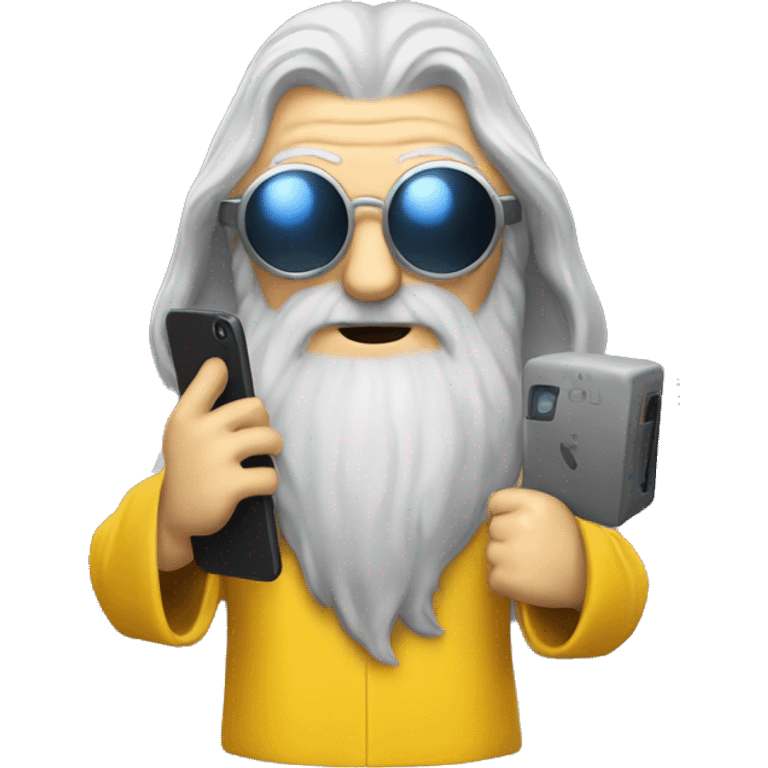 gandalf, yellow clothes, VR Glasses and mobile phone emoji