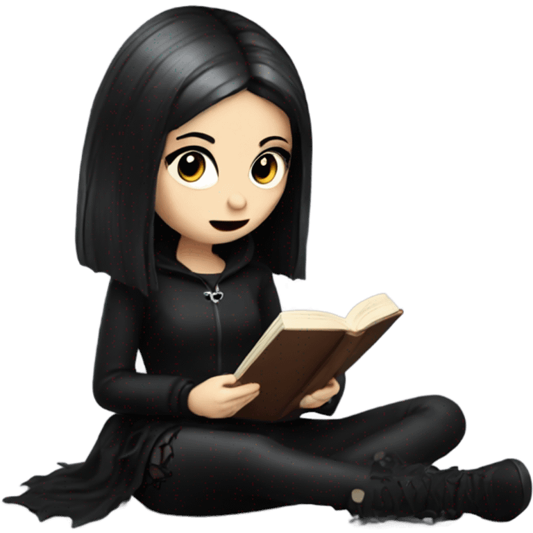 Goth girl Reading book emoji