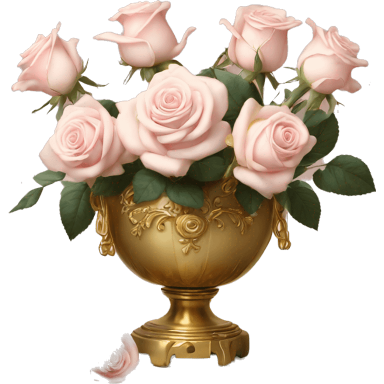 Pale Pink roses in gold and ivory roccoco vase emoji