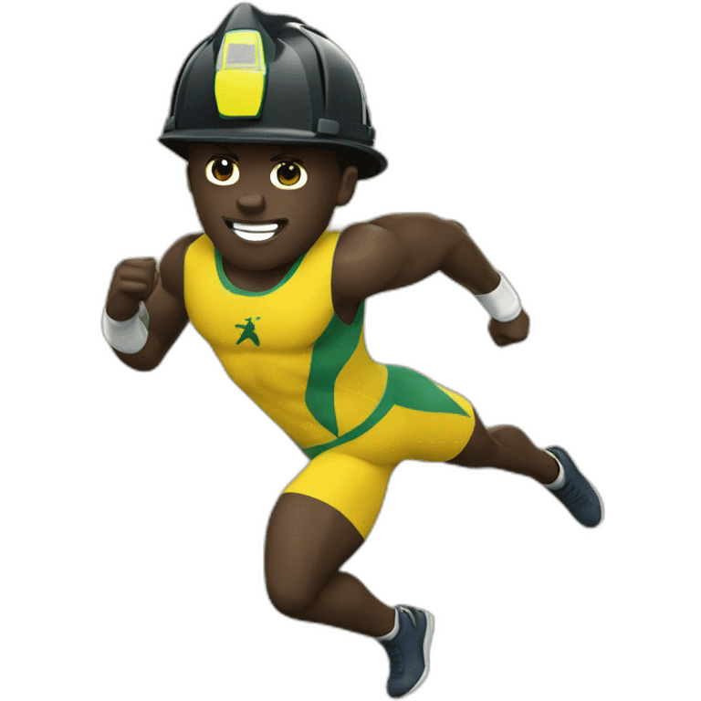 usain bolt with a firefighter helmet emoji