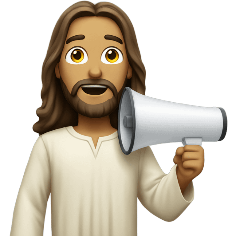 Jesus with a megaphone emoji