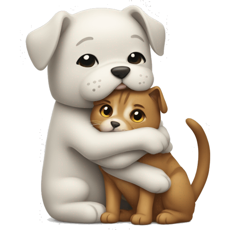 Cat and dog hug emoji