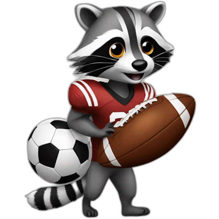 raccoon with a football emoji