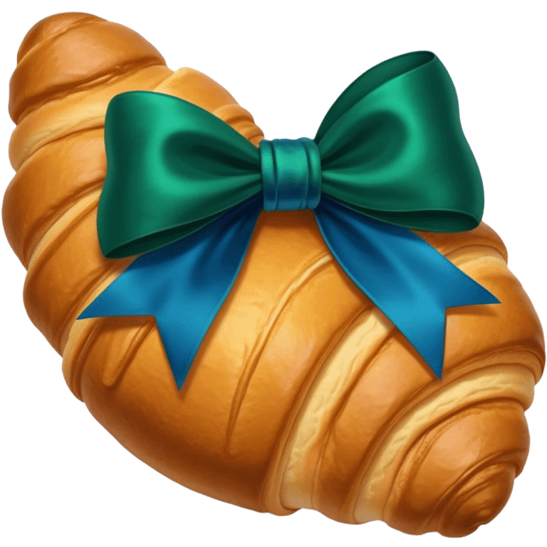 croissant with blue and deep green bow emoji