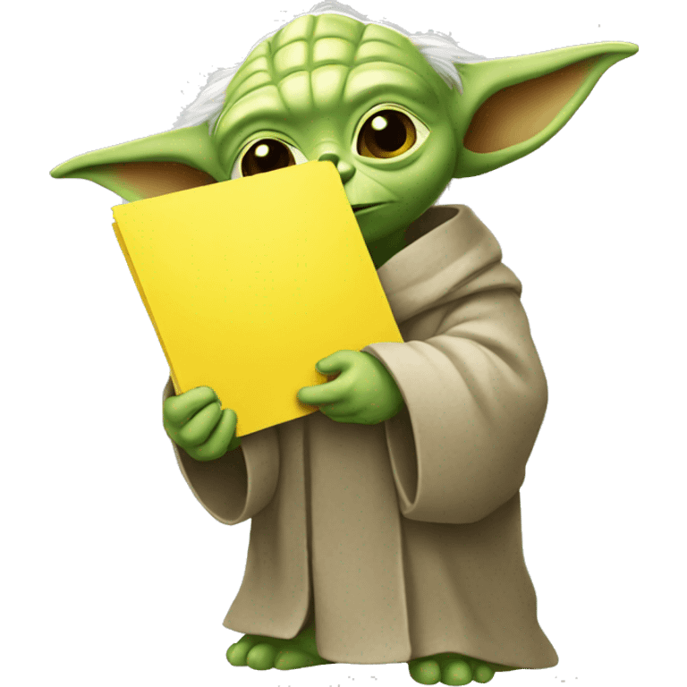 yoda who carries a yellow card emoji