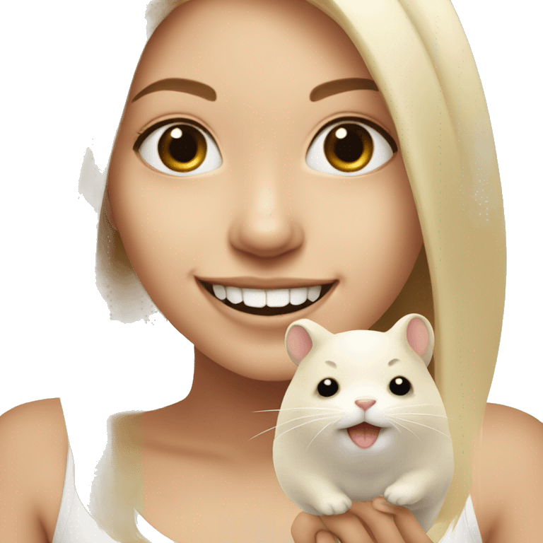 white blonde girl with big teeth and hamster cheeks emoji