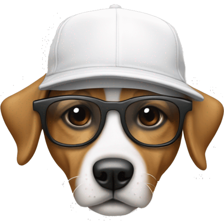 Crea un emoji de un perrito blanco con gafas de sol y gorra emoji