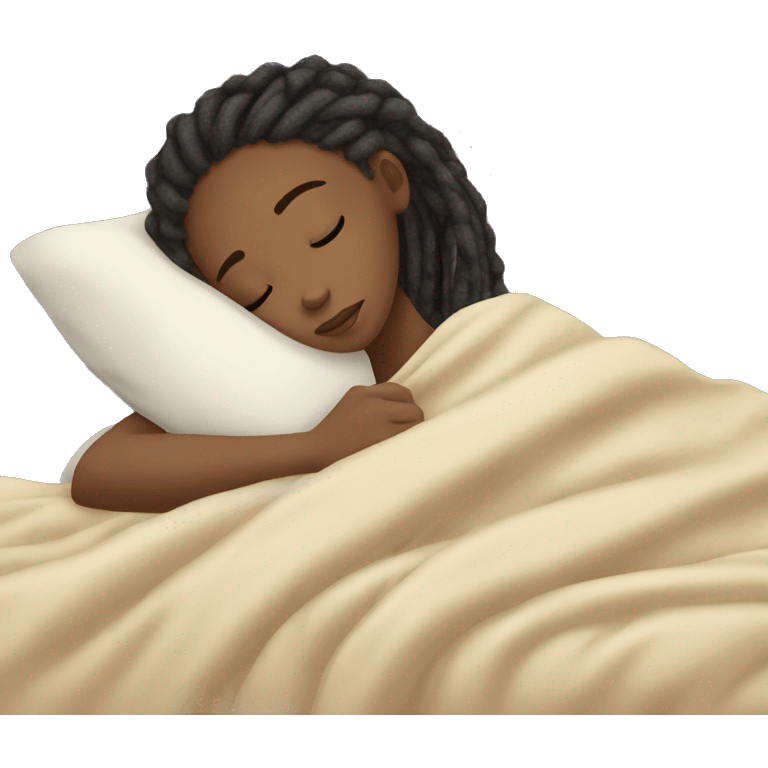 black girl with dread loc hair and light skin sleeping with blanket on emoji