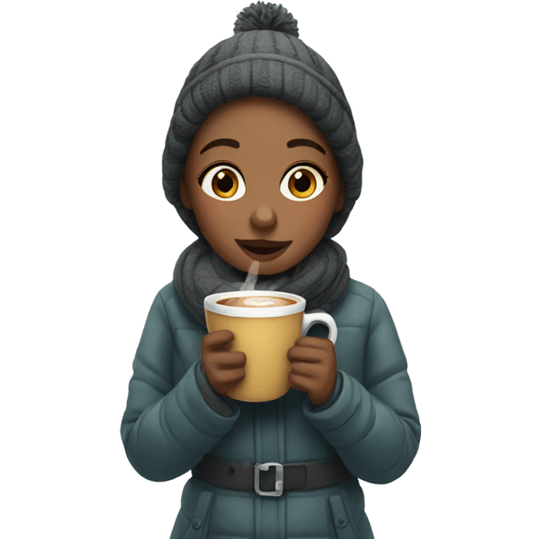 girl drinking coffe in the snow emoji