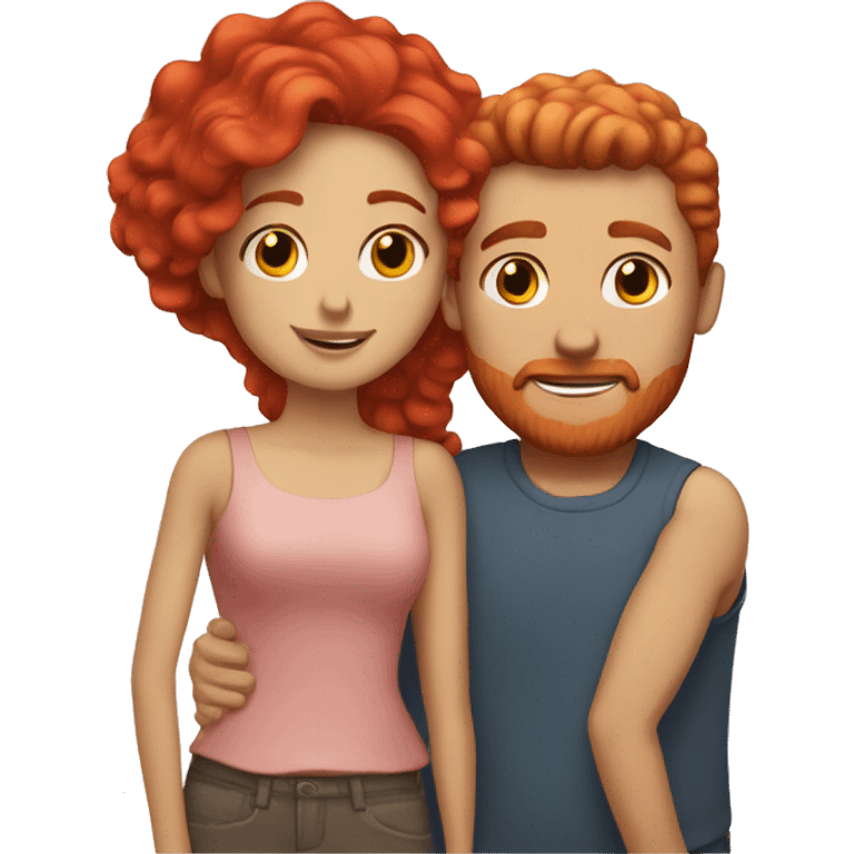 Red haired white couple in love emoji