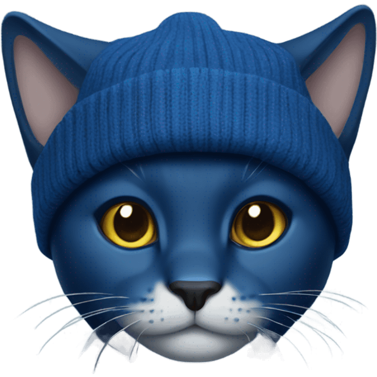 dark blue cat with beanie emoji