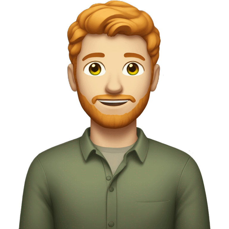 A handsome man with a tall build, ginger short hair and light green eyes with a unique shade. emoji