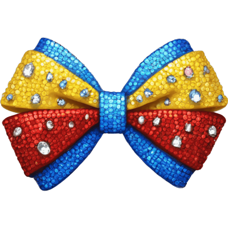 Red blue and yellow bow wirh rhinestones emoji