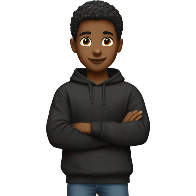 Black  boy with a black sweatshirt with the name habib on the sweatshirt  emoji