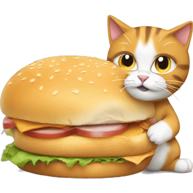 Cat eating a chicken sandwich  emoji