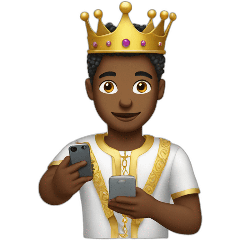 White young king useing phone emoji