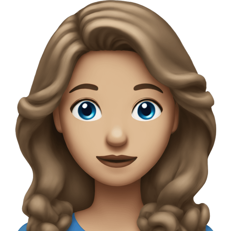 Woman with long brown hair and blue eyes  emoji