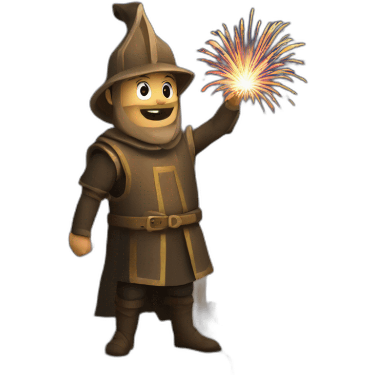 medieval Pyrotechnician seeing some fireworks go off emoji