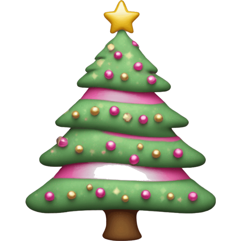 Pink Xmas tree emoji