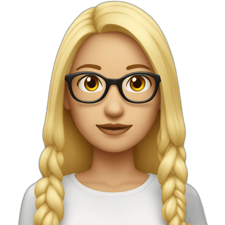  mujer blanca de cara larga sin rostro pelo largo liso rubio con lentes emoji