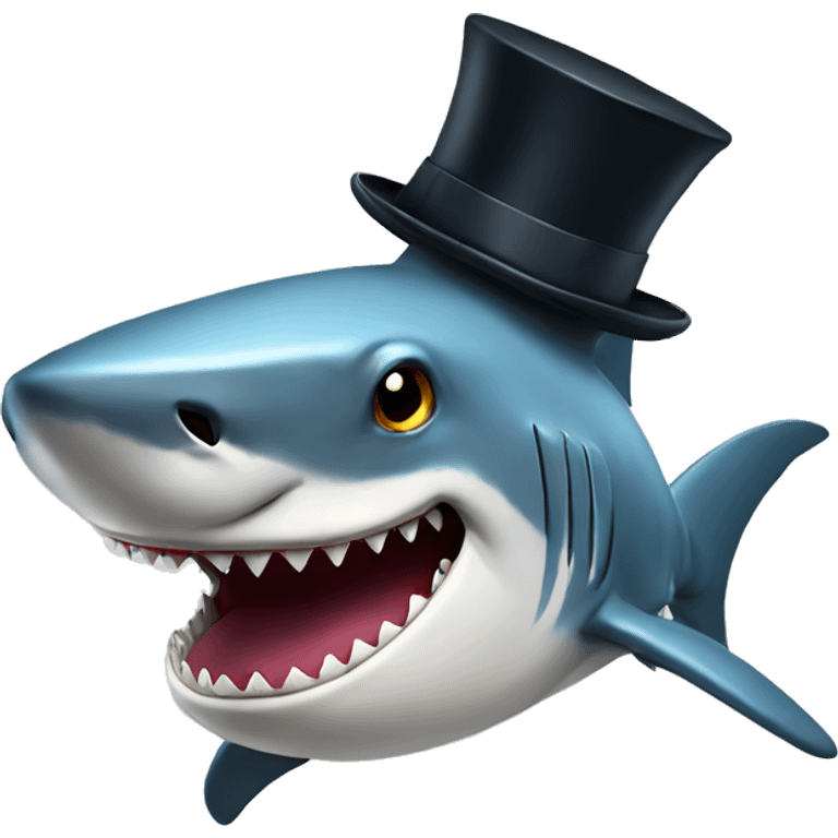 Shark with a top hat emoji