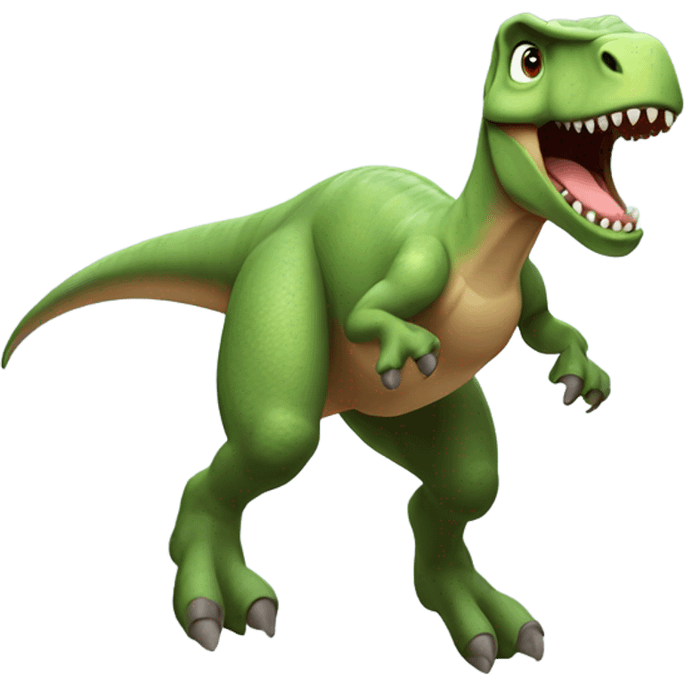 A dinosaur jumping emoji