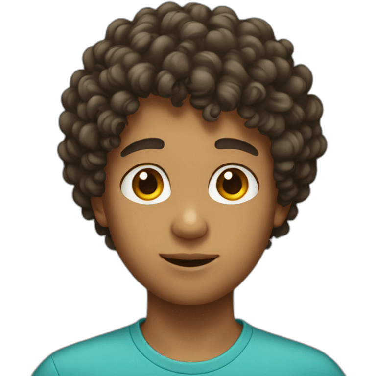 boy with curly hair on his face emoji