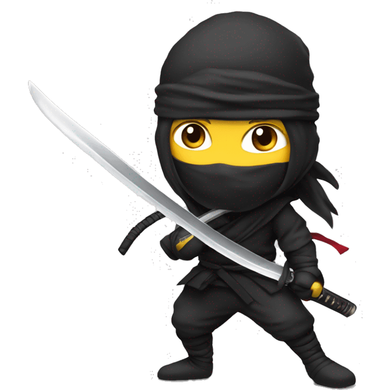 Ninja con una espada blanco realista emoji