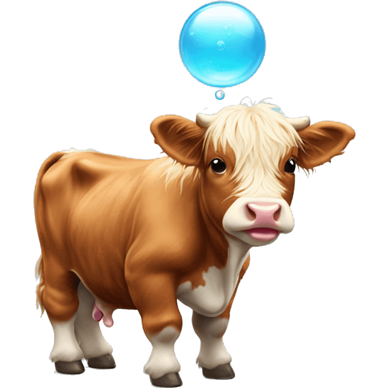 Highland baby cow blowing a bubble  emoji