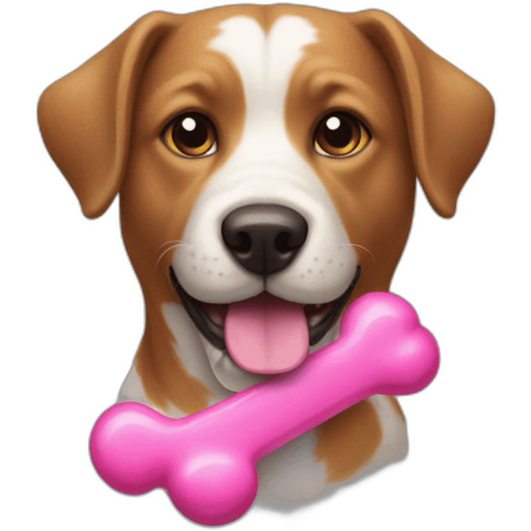 dog with pink toy bone emoji