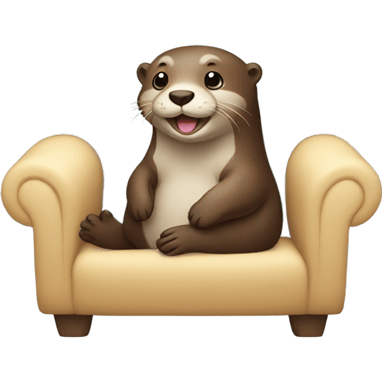 happy otter sitting on a blue sofa emoji