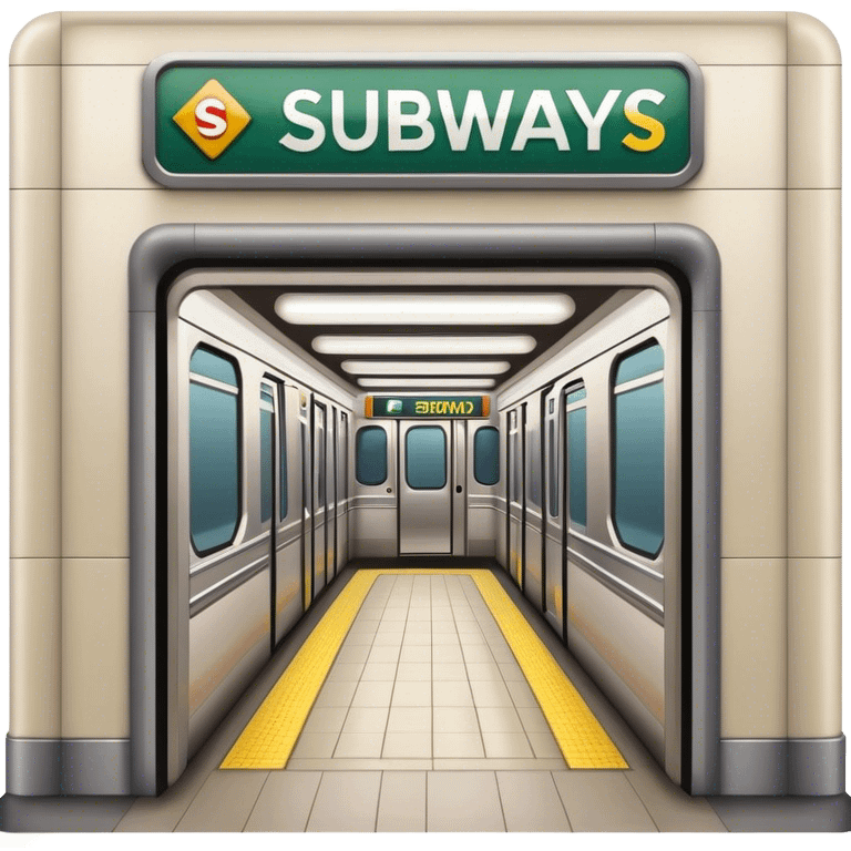 The entrance to the subway is down the stairs with a subway sign emoji