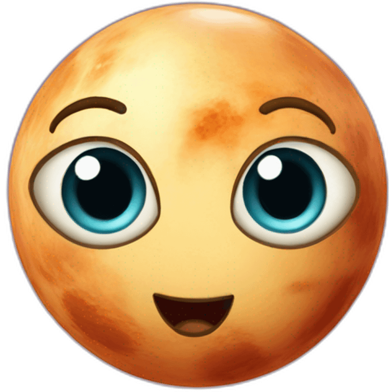 planet Venus with a cartoon gamy face with big playful eyes emoji