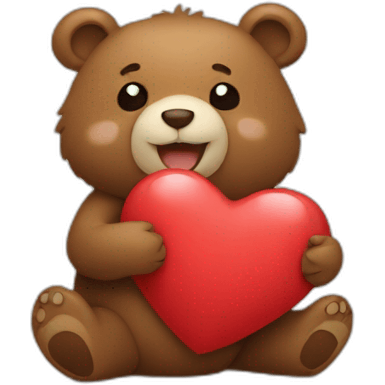 Bear holding heart emoji