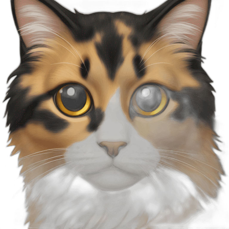 calico cat long haired black mark on nose emoji