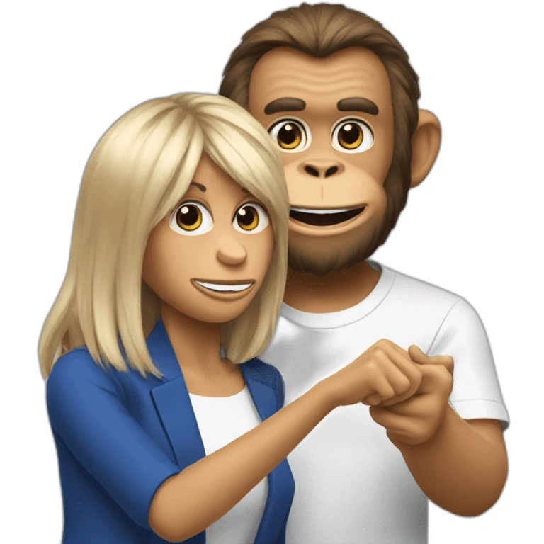 monkey with the brushing of brigitte macron emoji