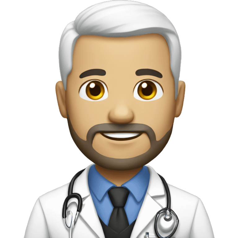 Bald tan male doctor with a crown and black beard emoji