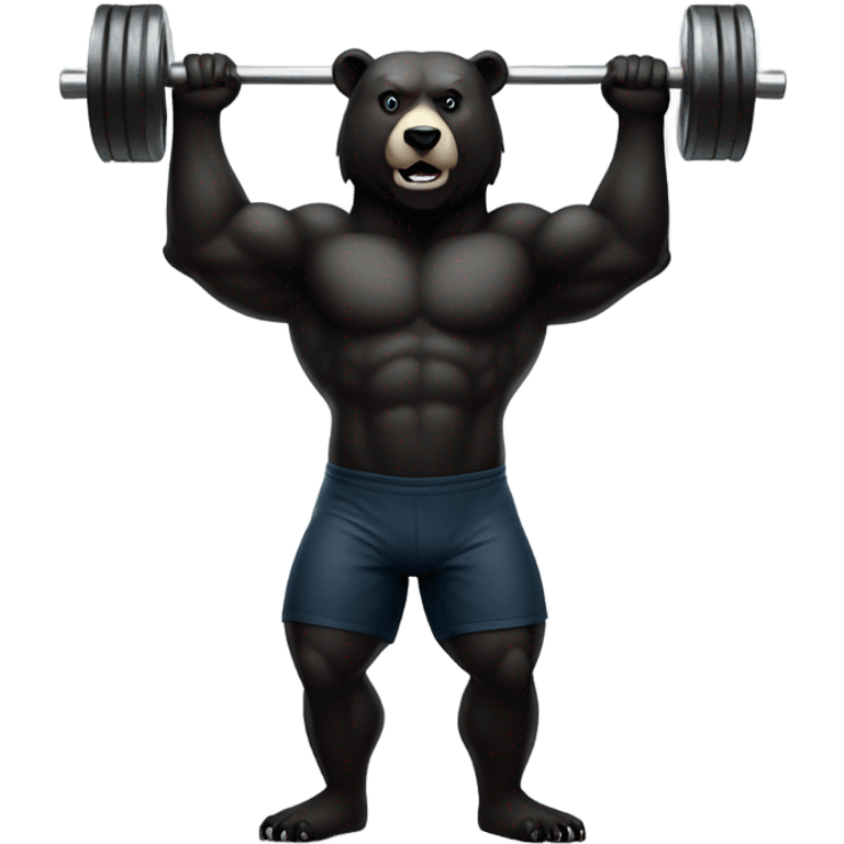 Black bear doing gym emoji