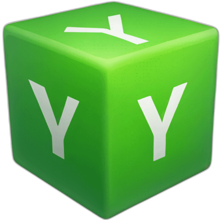 A green cube with the letter Y on the side emoji