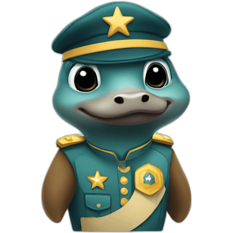 Platypus wearing a star troop uniform emoji