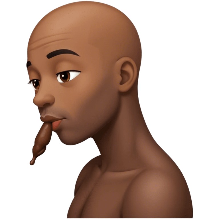 Black bald man kissing  emoji