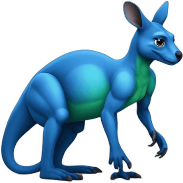 Blue coloured kangaroo with hulk like muscles emoji