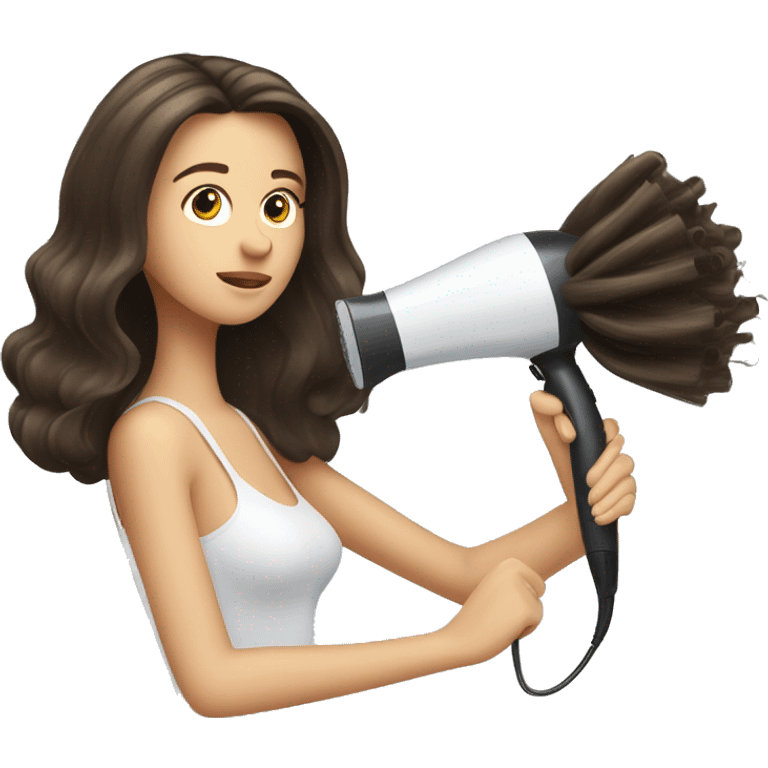 Brunette girl blow drying hair emoji