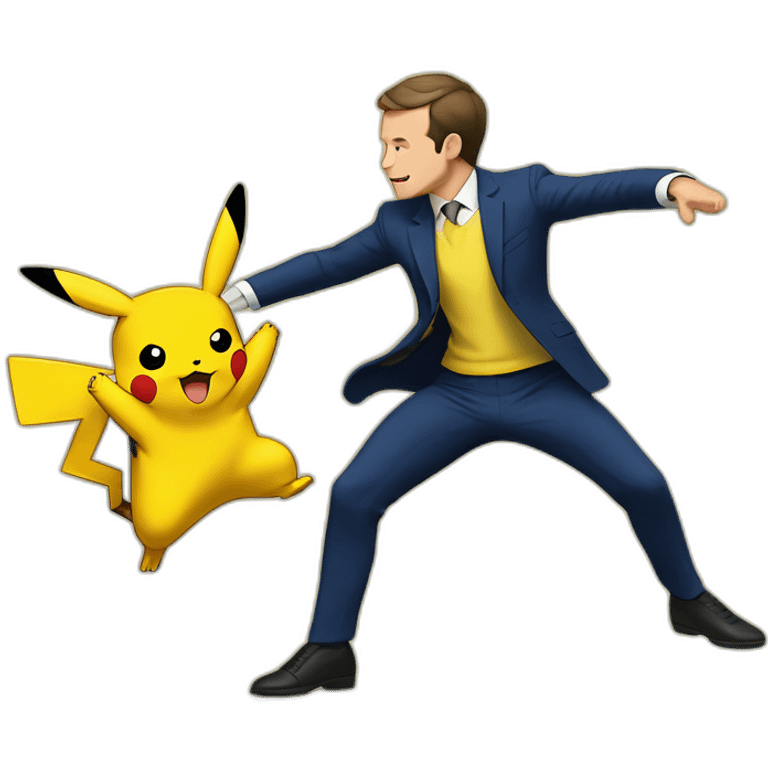 Macron qui danse avec Pikachu emoji