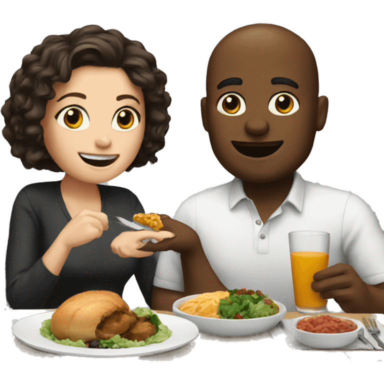 White Couple eating dinner emoji