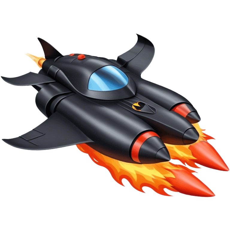 batmobile in rocket ship boom rocket at take-off in fire france emoji