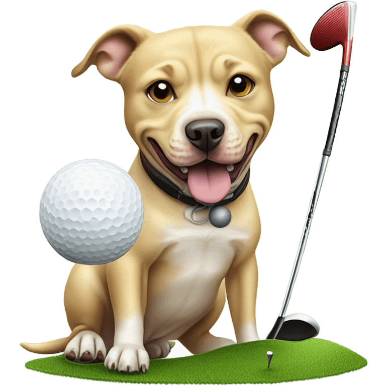 All blonde pitbull lab mix golfing emoji