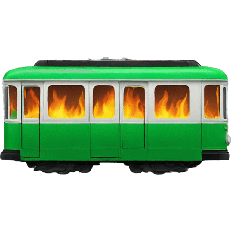 green tram on fire emoji