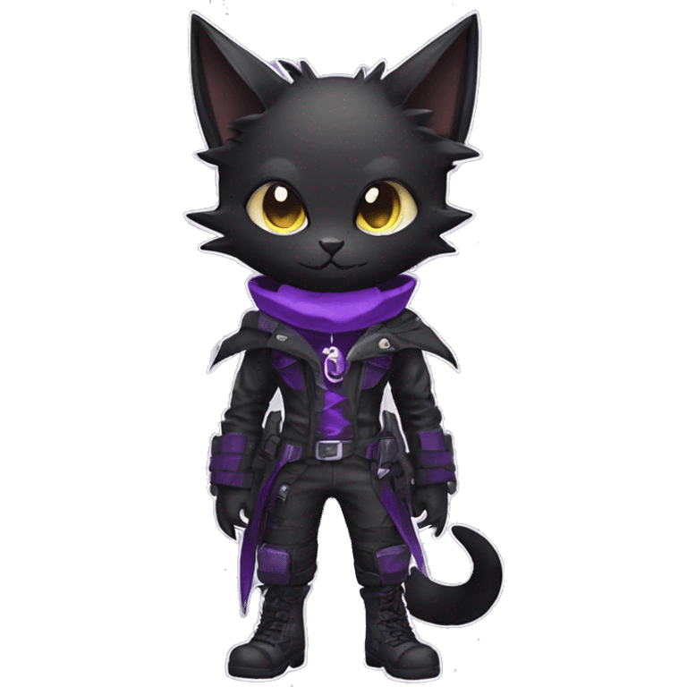 cool edgy evil black techwear Purple nargacuga-bat-cat-Fakemon collar full body emoji