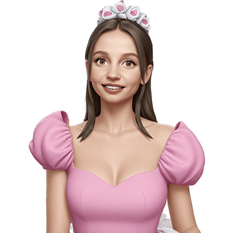 smiling girl in pink dress emoji